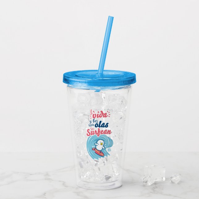 Acrylic Vase: Life and lonely surfers Tumbler (Back Ice)