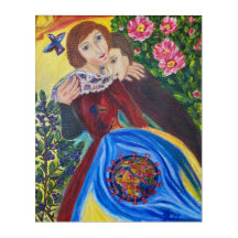 acrylic wall art based on Chagall motifs.