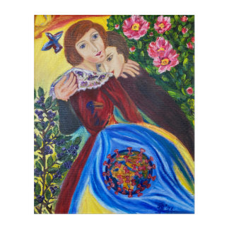 acrylic wall art based on Chagall motifs.