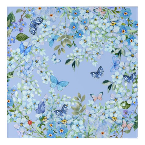 Acrylic Wall Art _ Blue Floral 