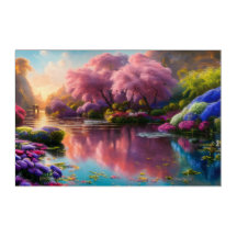 Acrylic Wall Art float frame Vibrant Magical Pond