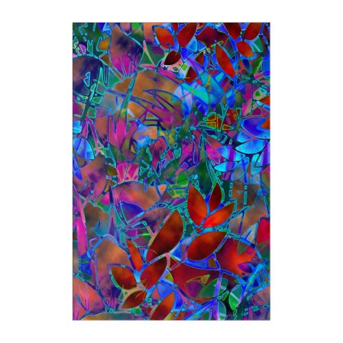 Acrylic Wall Art Floral Abstract Stained Glass