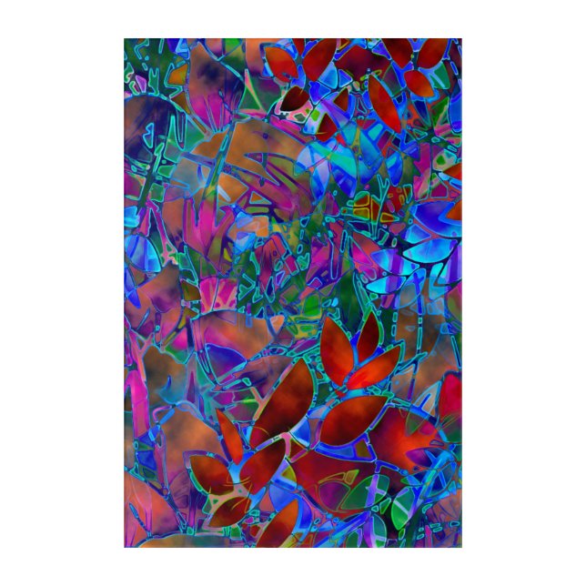 Acrylic Wall Art Floral Abstract Stained Glass (Front)