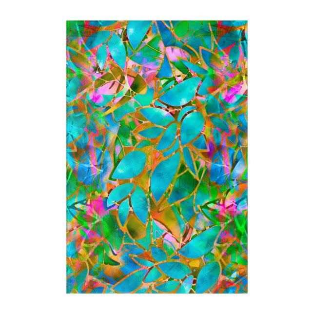 Acrylic Wall Art Floral Abstract Stained Glass (Front)