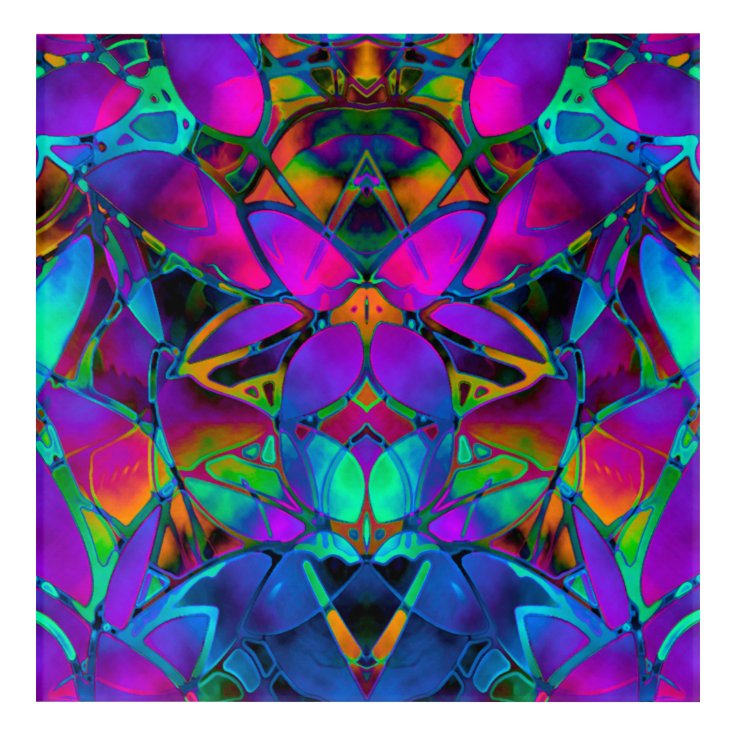 Acrylic Wall Art Floral Fractal Art Zazzle