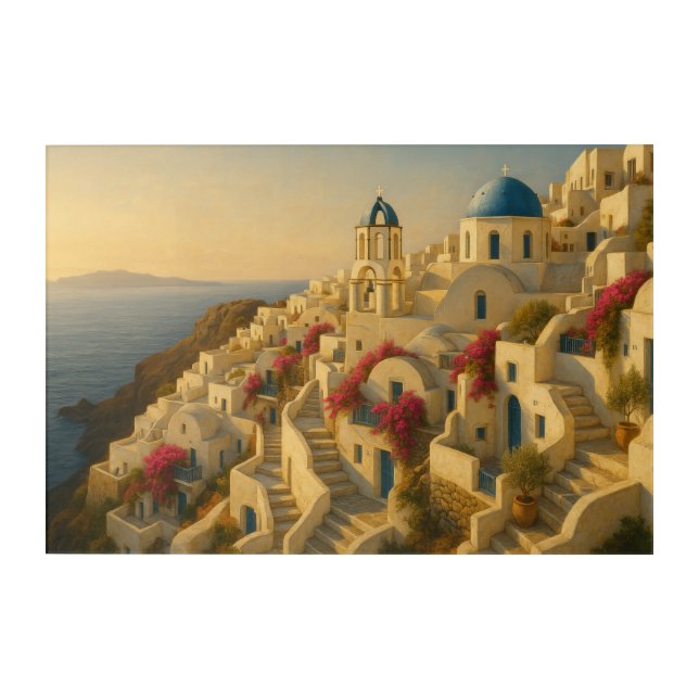 Acrylic Wall Art - Greek Island Sunset (Front)