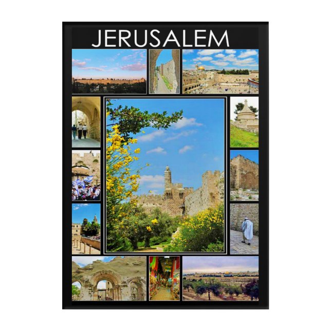 Acrylic Wall Art Jerusalem, Photos Collage (Front)