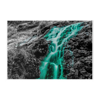 Acrylic wall Art Piece Waterfall Blue/Green