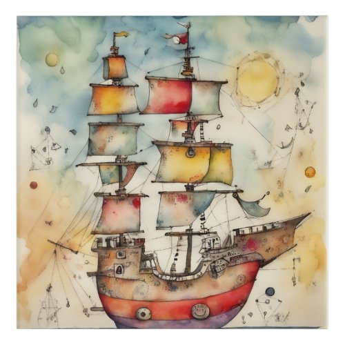 Acrylic Wall Art Pirate Ship 1212 Inches Acrylic Print