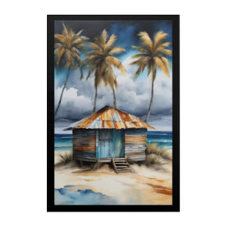 Acrylic Wall Art Tropical Beach Shack – Coastal