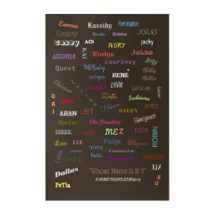 Acrylic Wall Art, Whose Name Is It? By MMetropolim Print