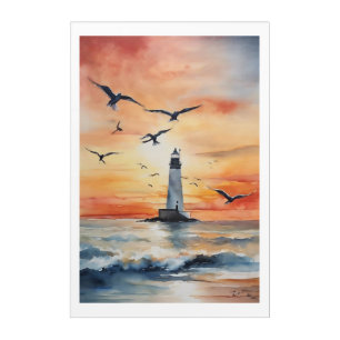 Acrylic Wall Art with Seagulls and Ocean Waves"