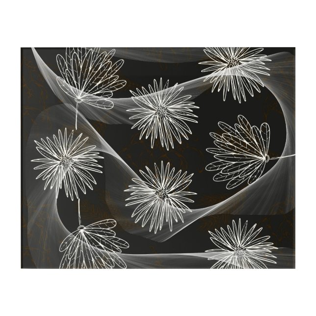 Acrylic Wall Art with Swirl & Floral Design (Front)