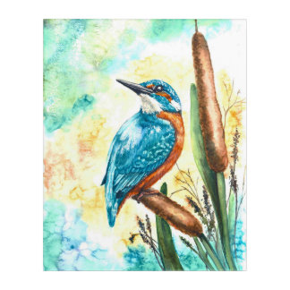 Acrylic Wall Art with Watercolor Kingfisher Among