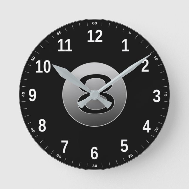 Acrylic Wall Clock 8 Ball (Front)