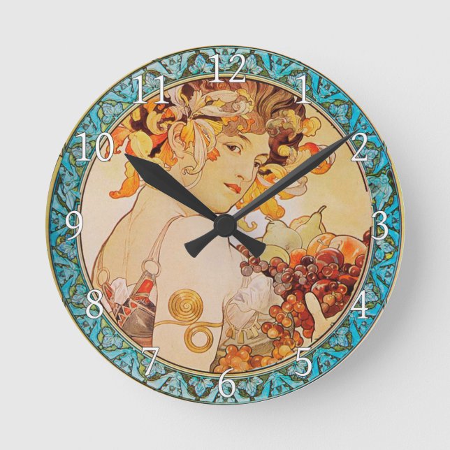 Acrylic Wall Clock Art Nouveau Alphonse Mucha 11 (Front)