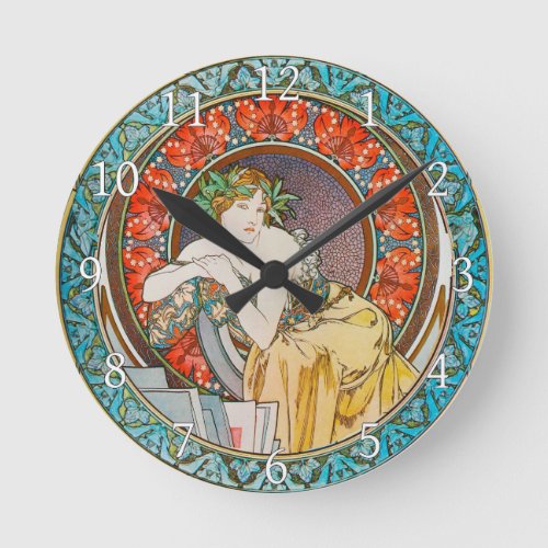 Acrylic Wall Clock Art Nouveau Alphonse Mucha 16