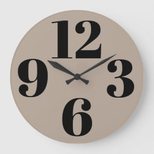 Acrylic Wall Clock - Beige Background Large Number