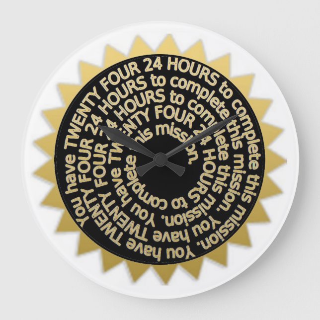 Acrylic Wall Clock Gold Black 24 Hours (Front)