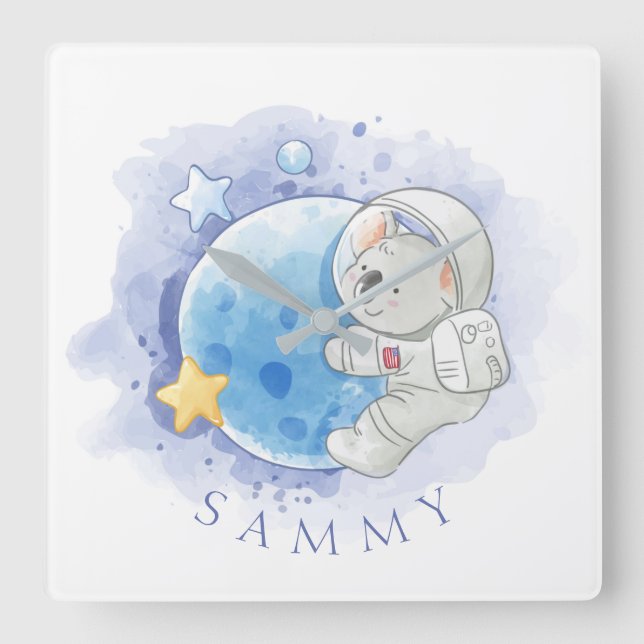 ACRYLIC WALL CLOCK : KOALA ON THE MOON (Front)
