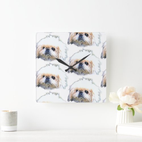 Acrylic Wall Clock Marcus the Pekingese Square Wall Clock