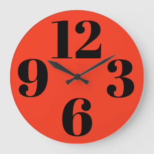 Acrylic Wall Clock Orange Background Large Number