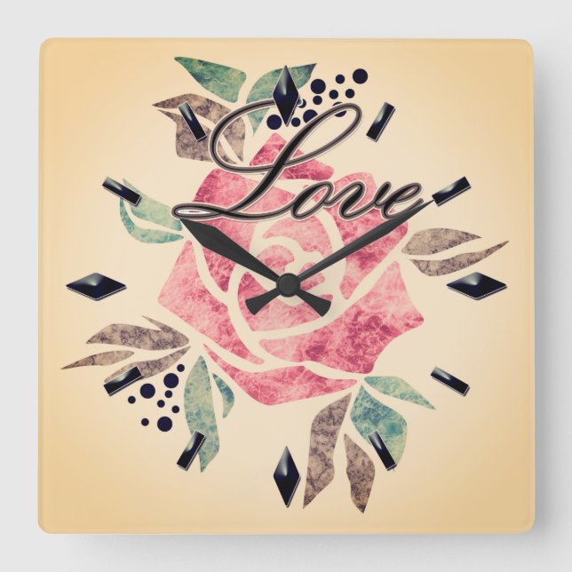 Acrylic Wall Clock Romantic mosaic textured pink r (Front)