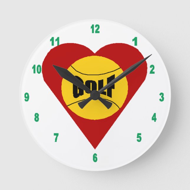 Acrylic wall clock, Round Medium AMOUR GOLF Clock (Front)