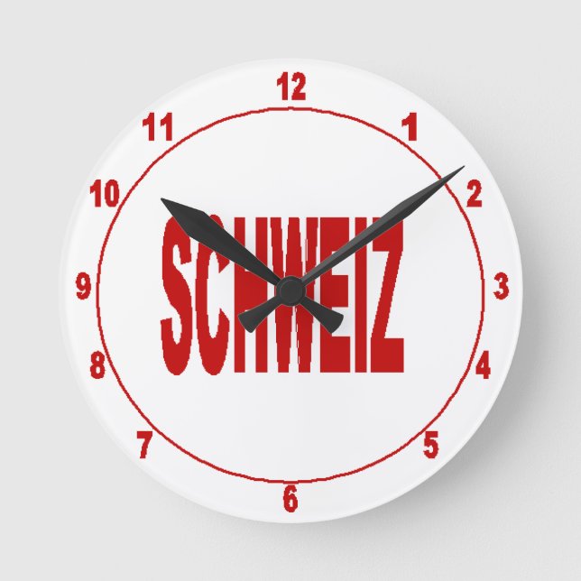 Acrylic wall clock, Round Medium SCHWEIZ Clock (Front)