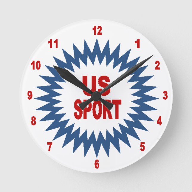 Acrylic Wall Clock, Round Medium US SPORT Clock (Front)