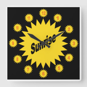 Acrylic Wall Clock, Square SUNRISE Clock