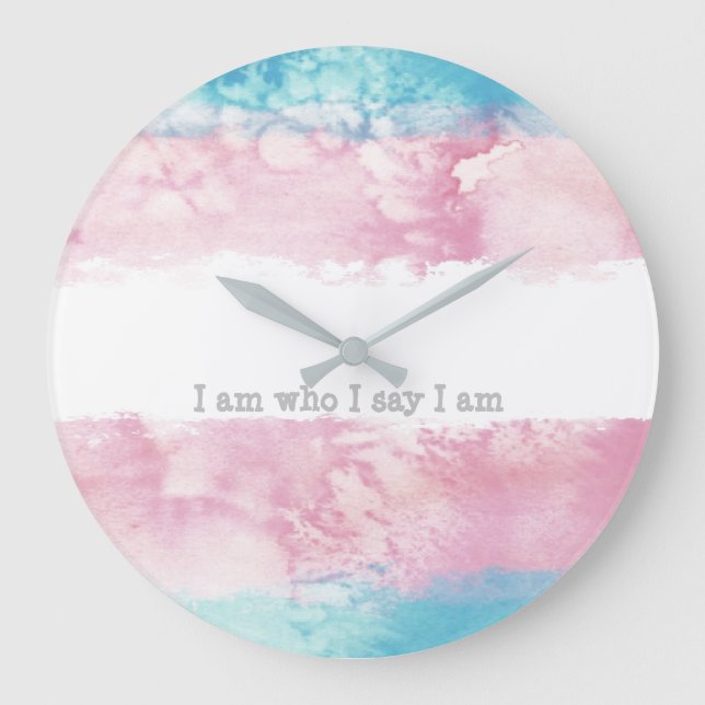 Acrylic Wall Clock Transgender flag design (Front)
