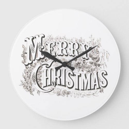ACRYLIC WALL CLOCK WITH VINTAGE MERRY CHRISTMAS