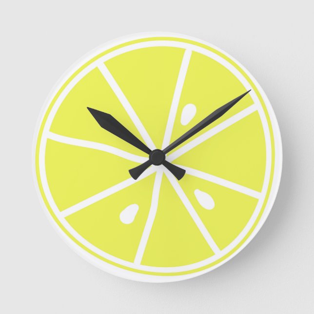 Acrylic Wall Clock Yellow slised of lemon (Front)