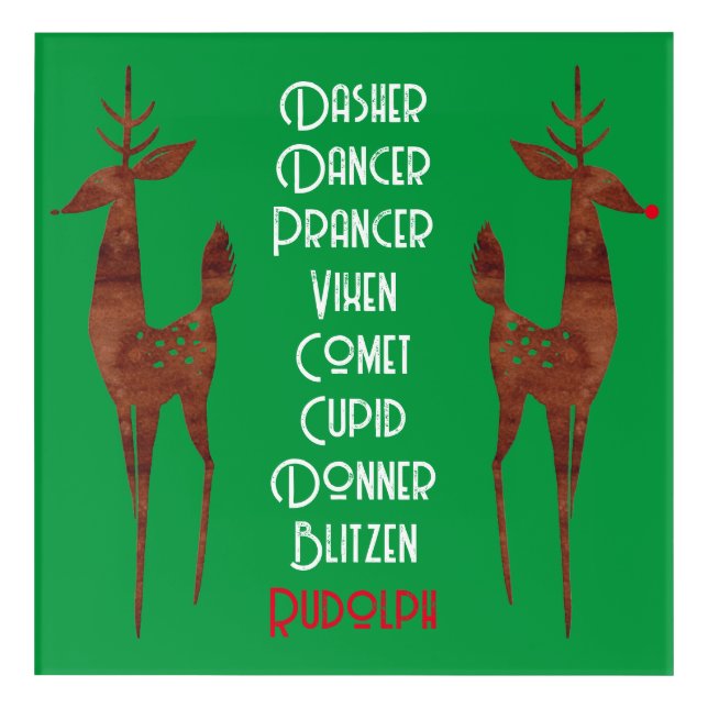 Acrylic Wall -  Santa's Reindeer -Rudolph Red Nose Acrylic Print (Front)