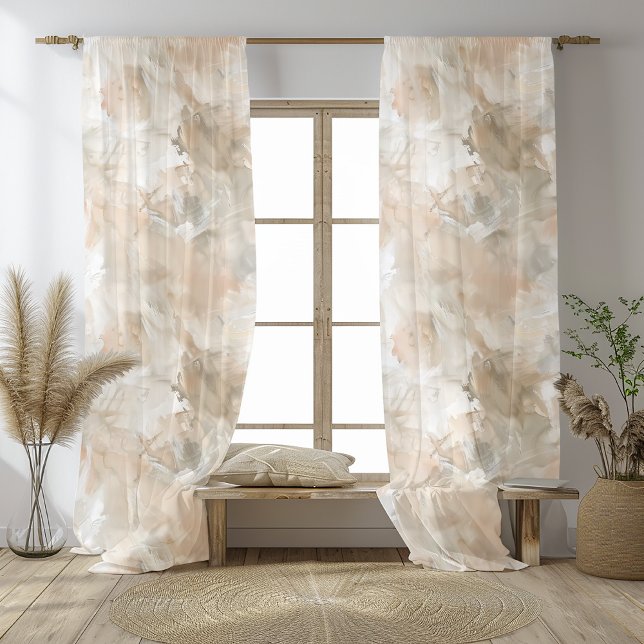  Acrylic & Watercolor Abstract Texture in Neutral  Sheer Curtains (Creator Uploaded)