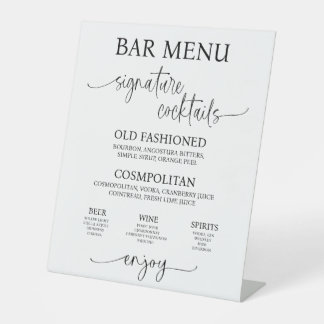 Acrylic Wedding Bar Menu Sign