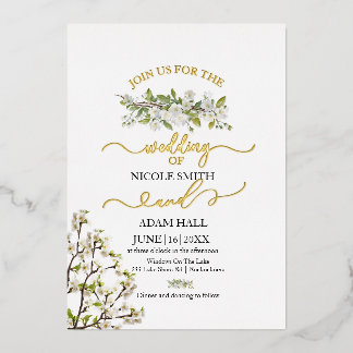 Acrylic Wedding Greenery And Flowers Invitation Foil Invitation
