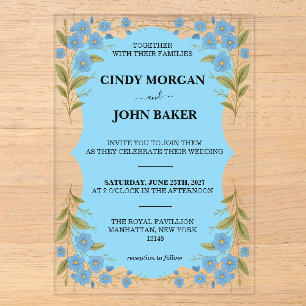 Acrylic Wedding Invitation Card - Forget Me Not