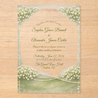 Acrylic Wedding Invitation Elegant Soft Green