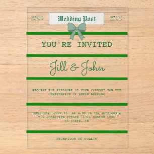 Acrylic Wedding Invitation Vintage Newspaper