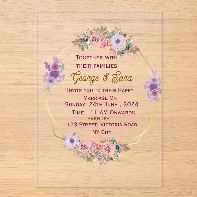 Acrylic Wedding Invitations  (Front)