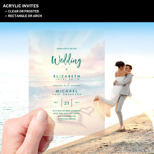 ACRYLIC Wedding Invite Tropical Beach Sunset Ocean Acrylic Invitations
