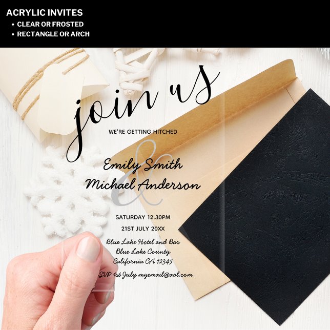 ACRYLIC Wedding Invites BLACK TEXT Bold Initials Acrylic Invitations (Creator Uploaded)