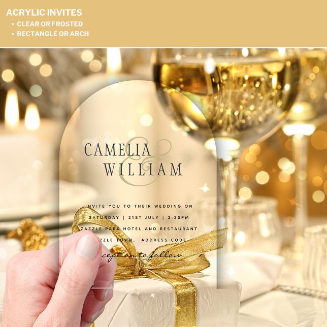 ACRYLIC Wedding Invites BLACK TEXT Bold Initials Invitations (Creator Uploaded)