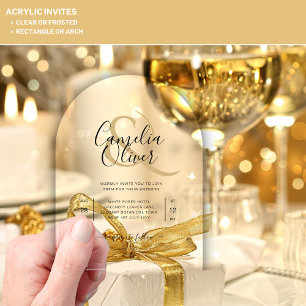 ACRYLIC Wedding Invites BLACK TEXT Bold Initials Invitations