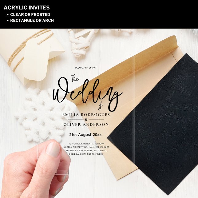 ACRYLIC Wedding Invites BLACK TEXT Bold Initials Invitations (Creator Uploaded)