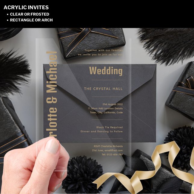 ACRYLIC Wedding Invites GOLD TEXT Bold Modern  Invitations (Creator Uploaded)