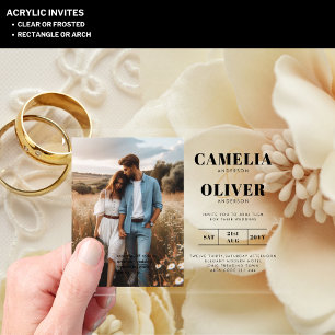 ACRYLIC Wedding Invites PHOTO Qr Code RSVP Invitations