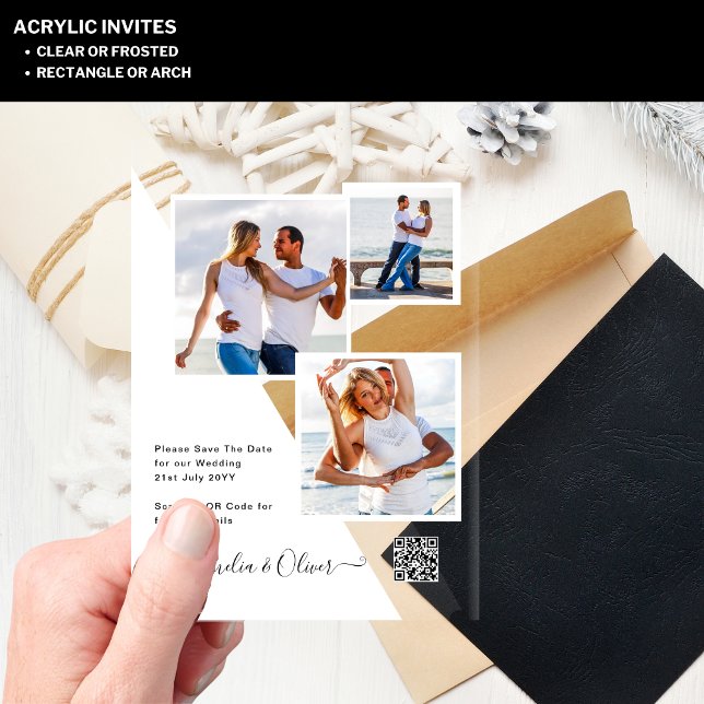 ACRYLIC Wedding Invites PHOTO Qr Code RSVP Invitations (Creator Uploaded)